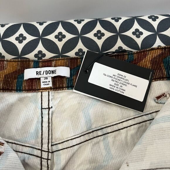 Re/Done 70s corduroy pocket loose flare retro stripe pants - Picture 4 of 9